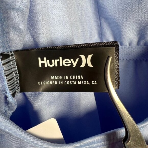 NWT Hurley Light Blue One Piece Swimsuit Front Logo Ruched Sides HURN23017 Sz L - Picture 4 of 14